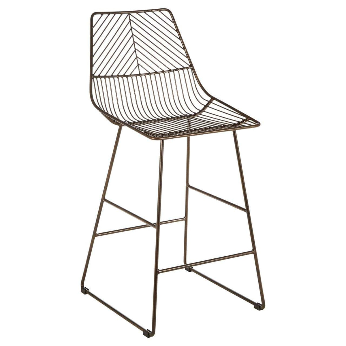 District Bronze Metal Wire Tapered Bar Chair.