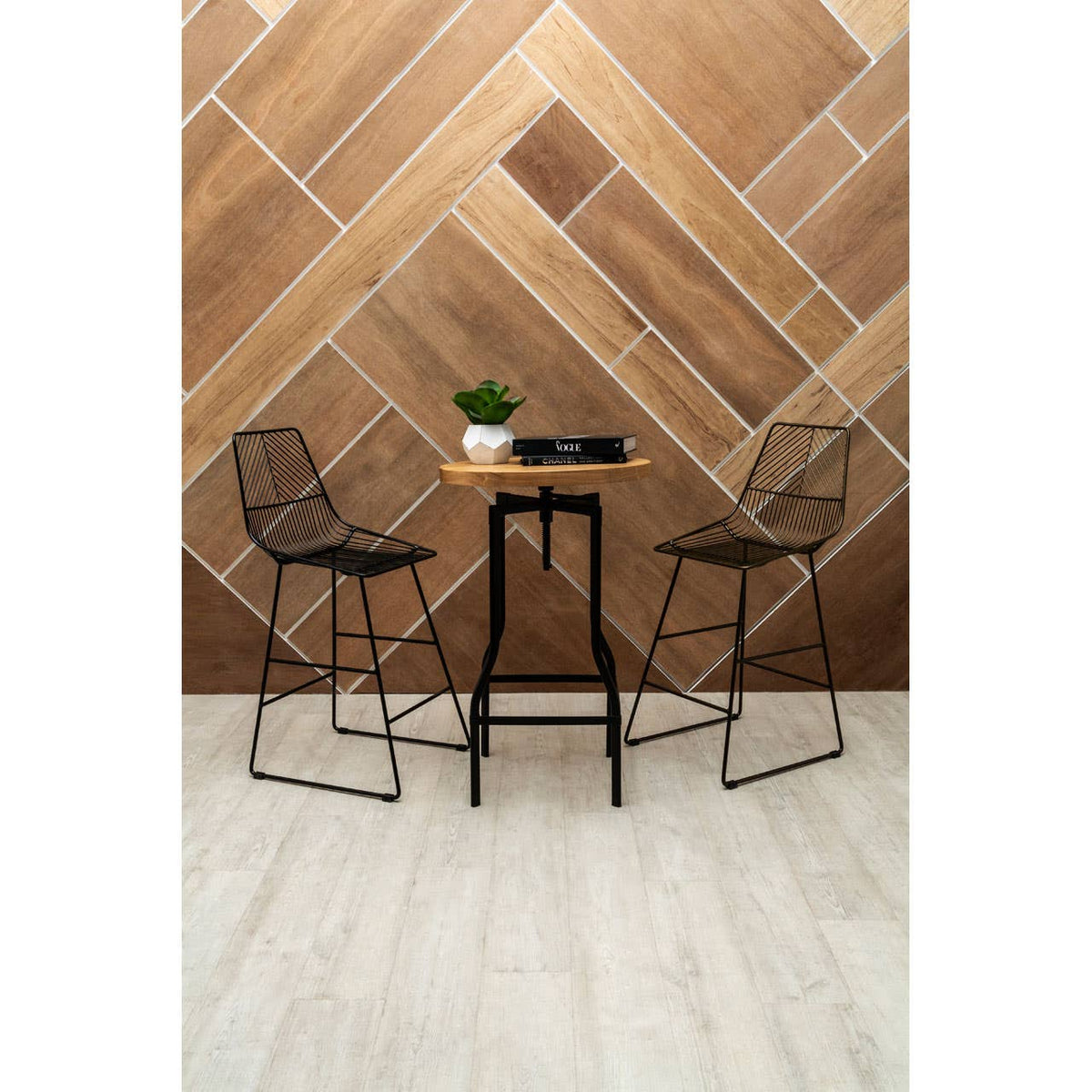 District Bronze Metal Wire Tapered Bar Chair.