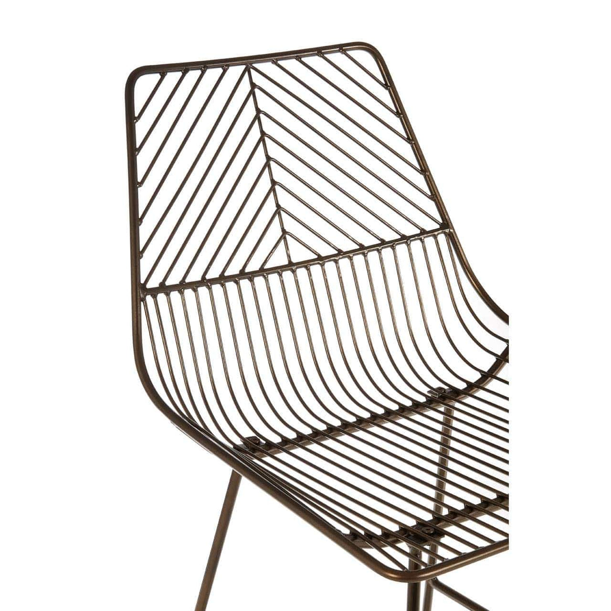District Bronze Metal Wire Tapered Bar Chair.