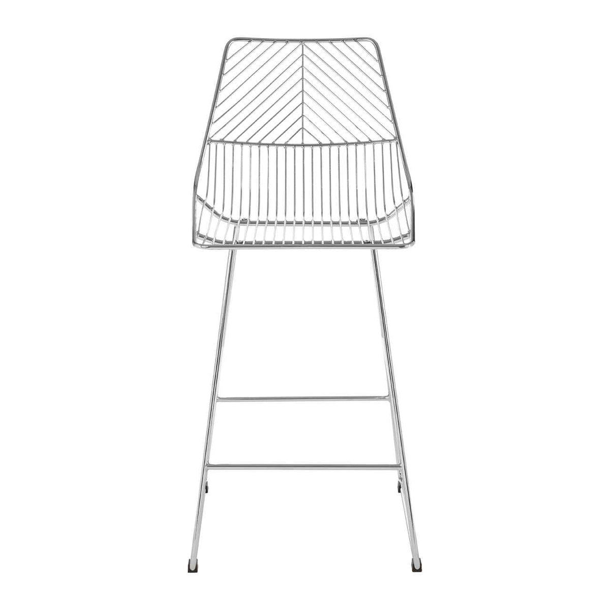 District Chrome Metal Wire Tapered Bar Chair.