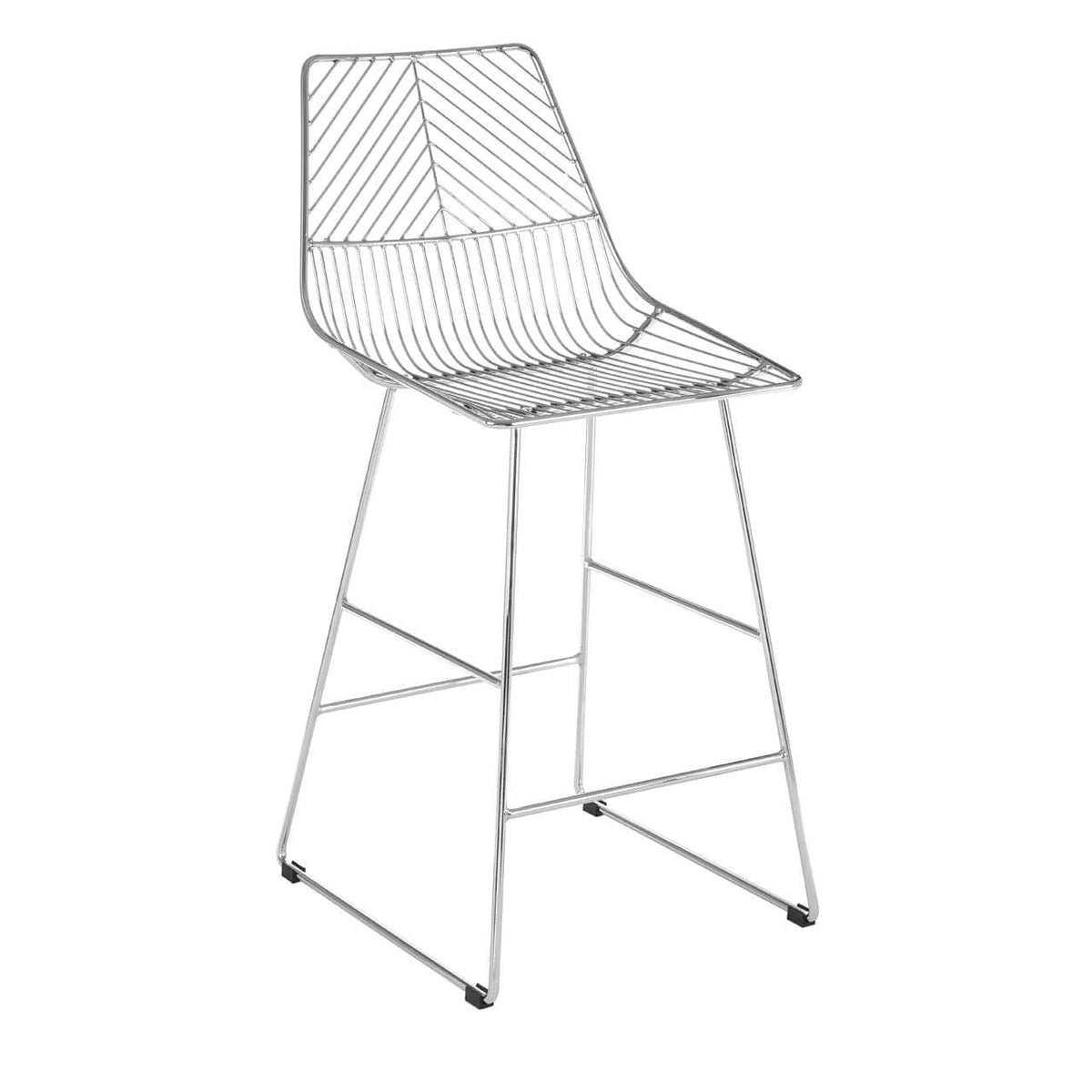District Chrome Metal Wire Tapered Bar Chair.