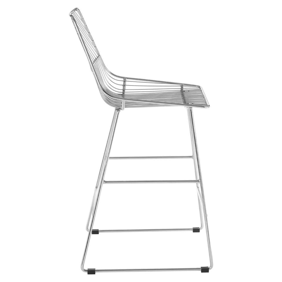District Chrome Metal Wire Tapered Bar Chair.