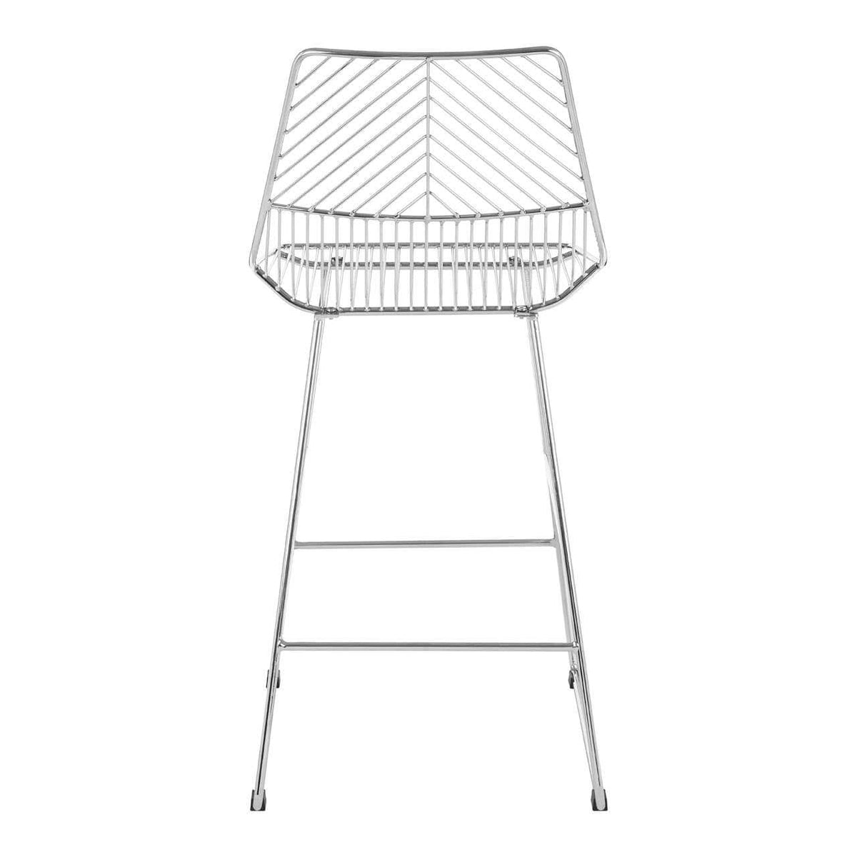District Chrome Metal Wire Tapered Bar Chair.