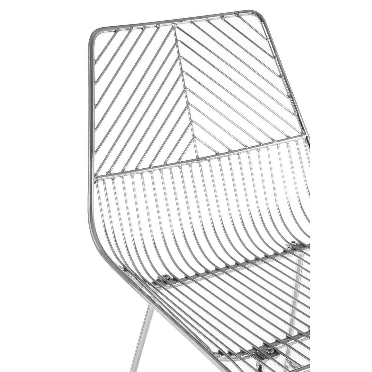 District Chrome Metal Wire Tapered Bar Chair.