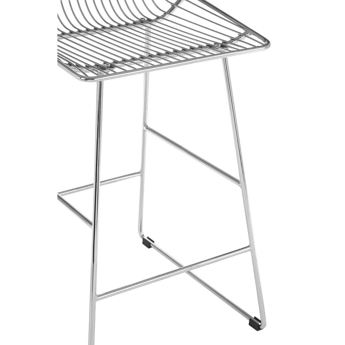 District Chrome Metal Wire Tapered Bar Chair.