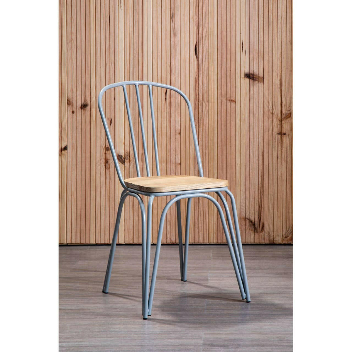 District Grey Finish Metal Frame Dining Chair.