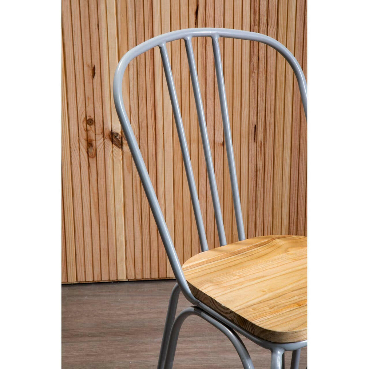 District Grey Finish Metal Frame Dining Chair.