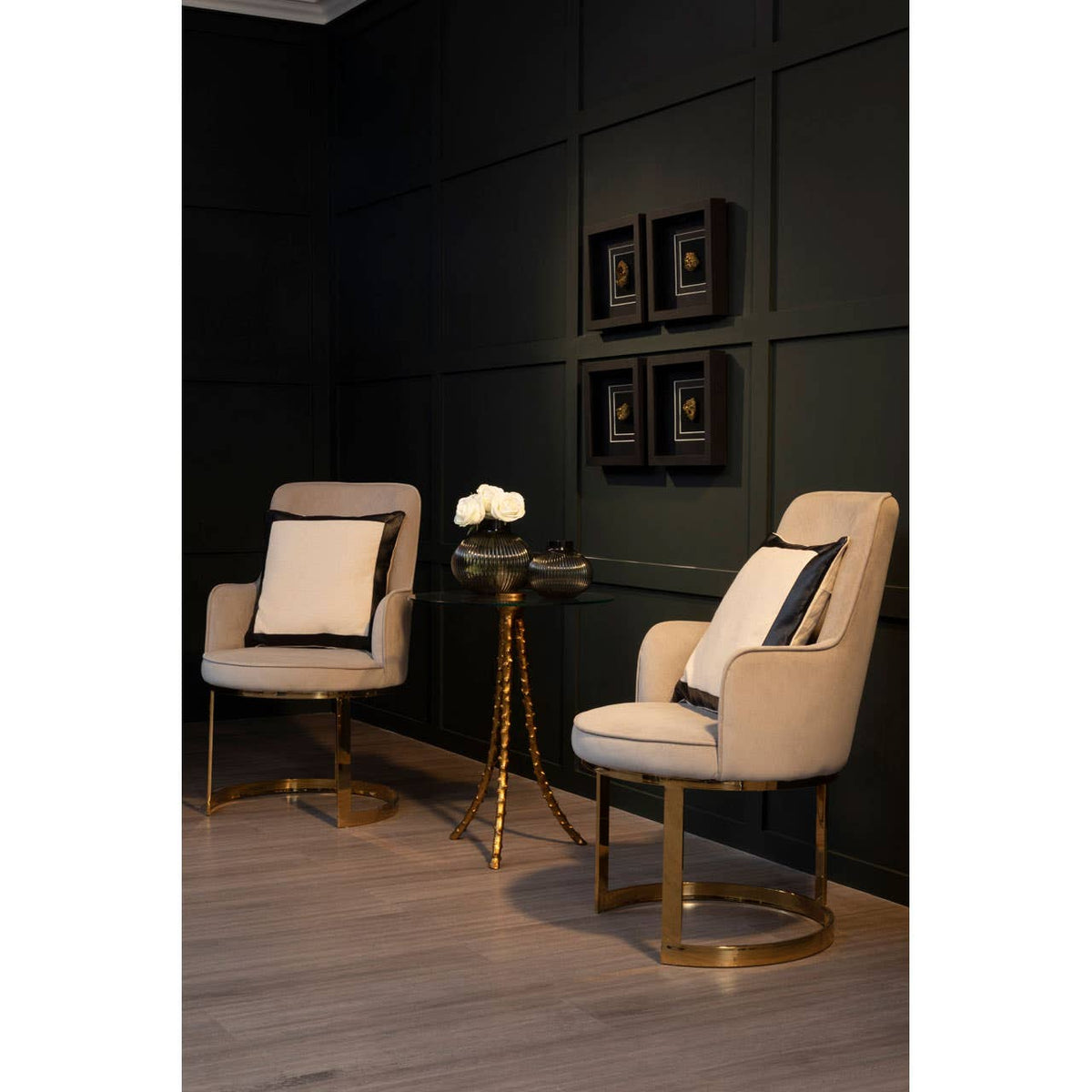 Eliza Beige Velvet Dining Chair.