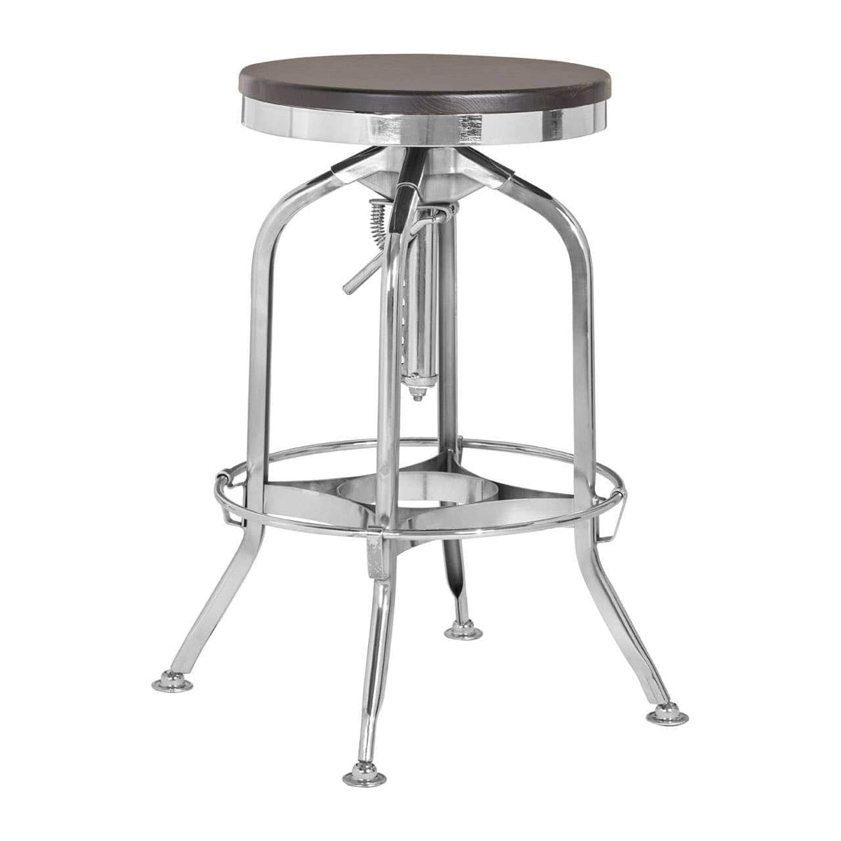 Gator Ash Wood Silver Chromed Metal Stool.
