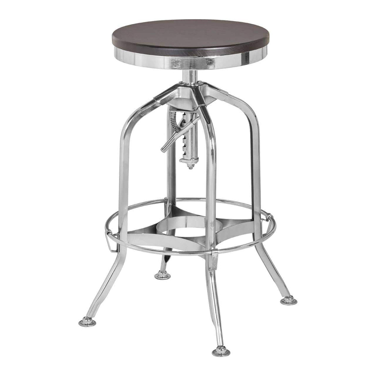 Gator Ash Wood Silver Chromed Metal Stool.
