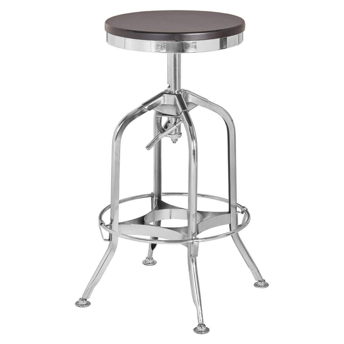 Gator Ash Wood Silver Chromed Metal Stool.