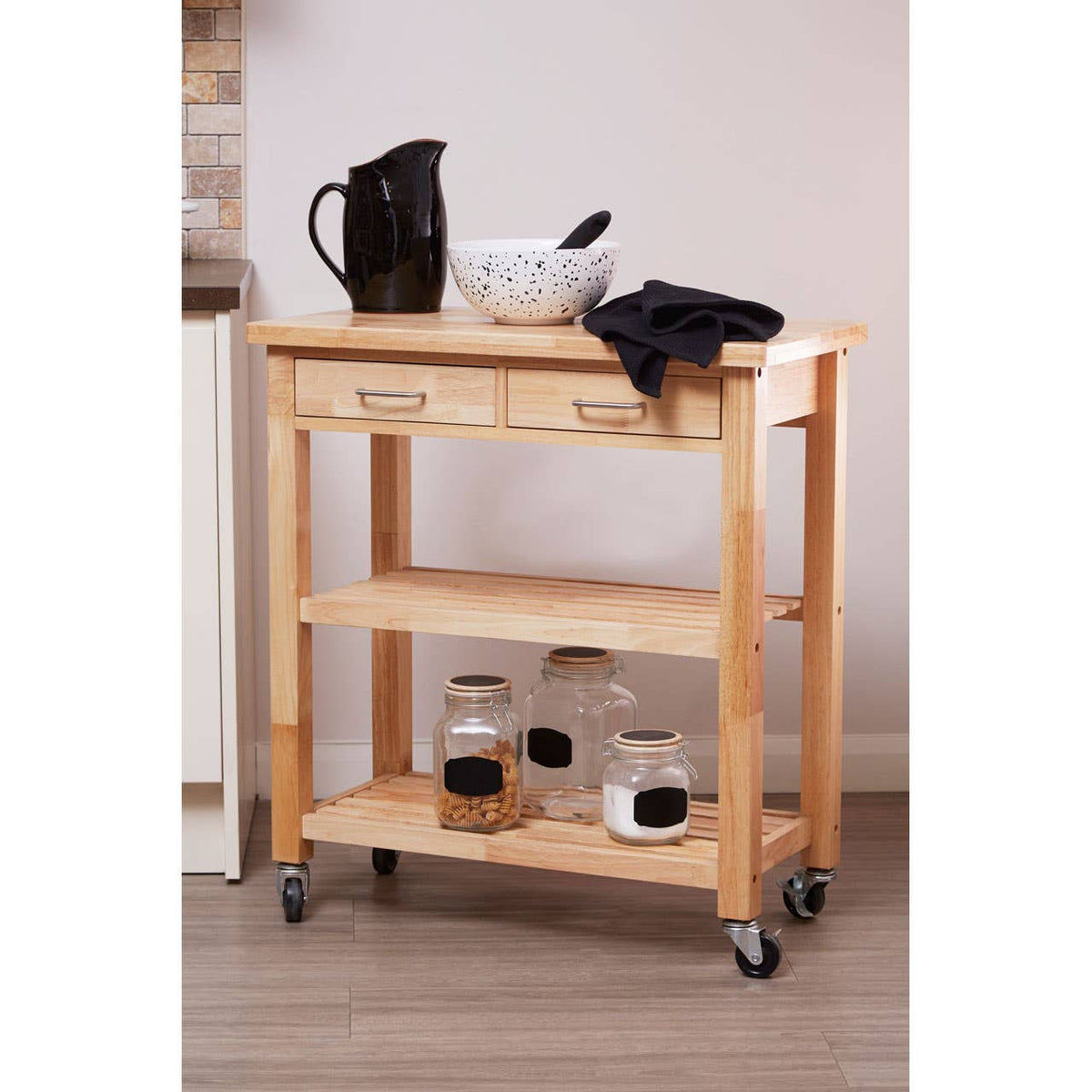 Glenn Tropical Hevea Wood Kitchen Trolley.