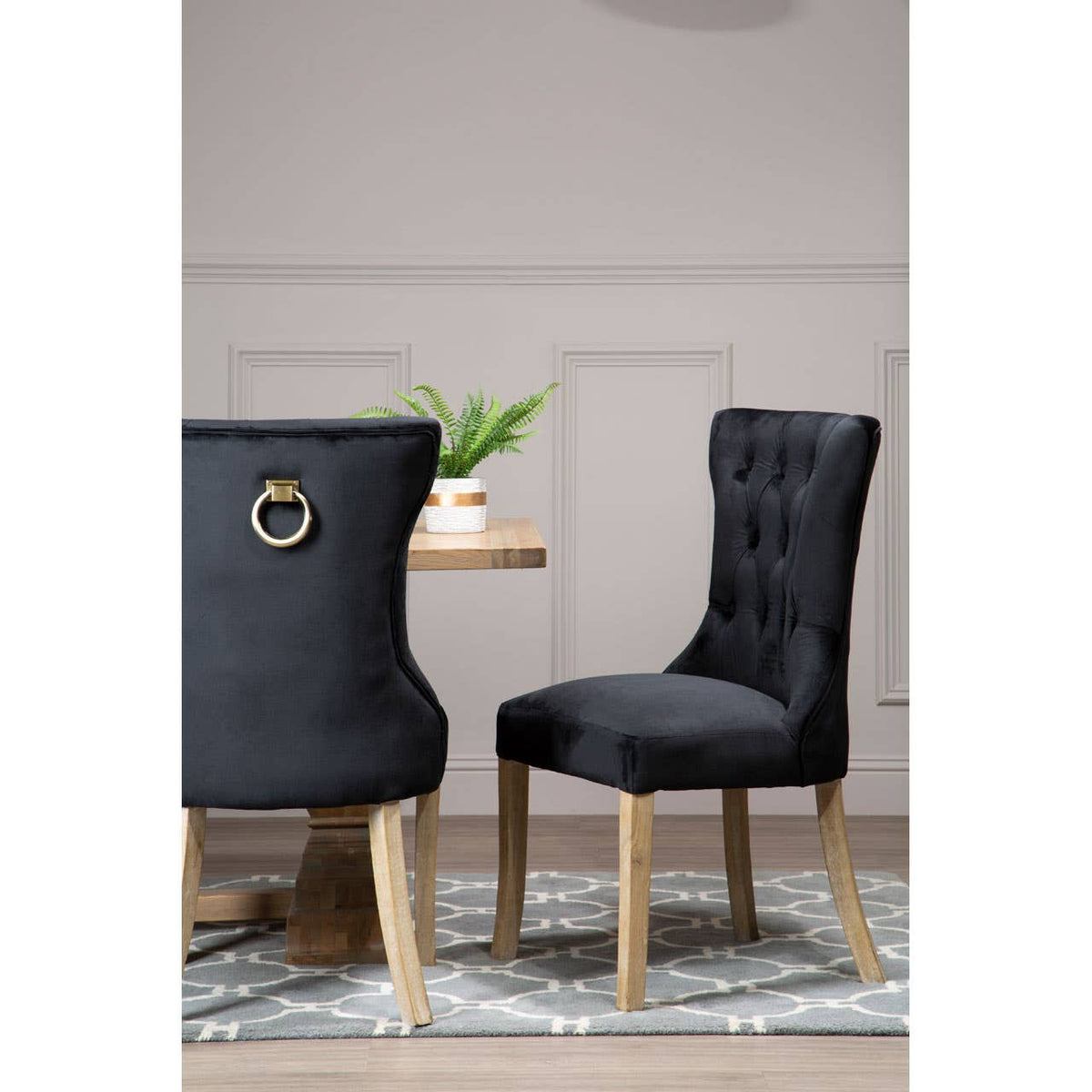 Kensington Townhouse Black Buttoned Dining Chair.