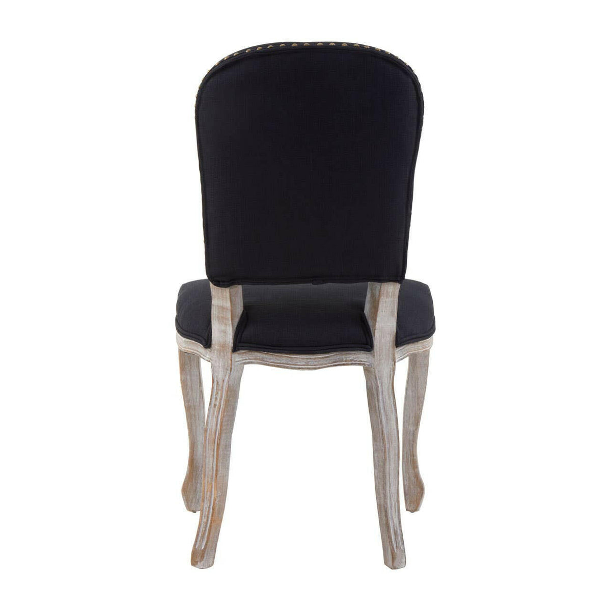 Kensington Townhouse Black Linen Dining Chair With Antique Finish Legs.