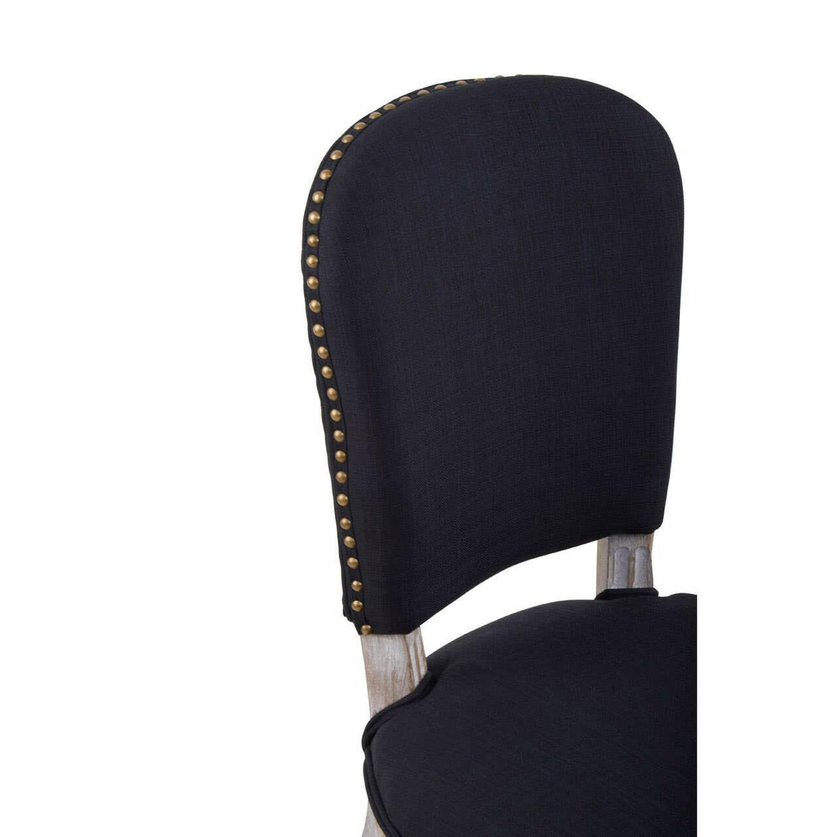 Kensington Townhouse Black Linen Dining Chair With Antique Finish Legs.