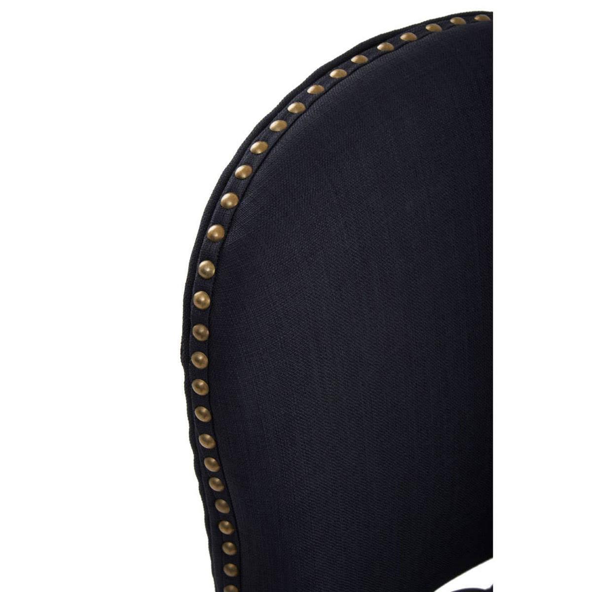 Kensington Townhouse Black Linen Dining Chair With Antique Finish Legs.