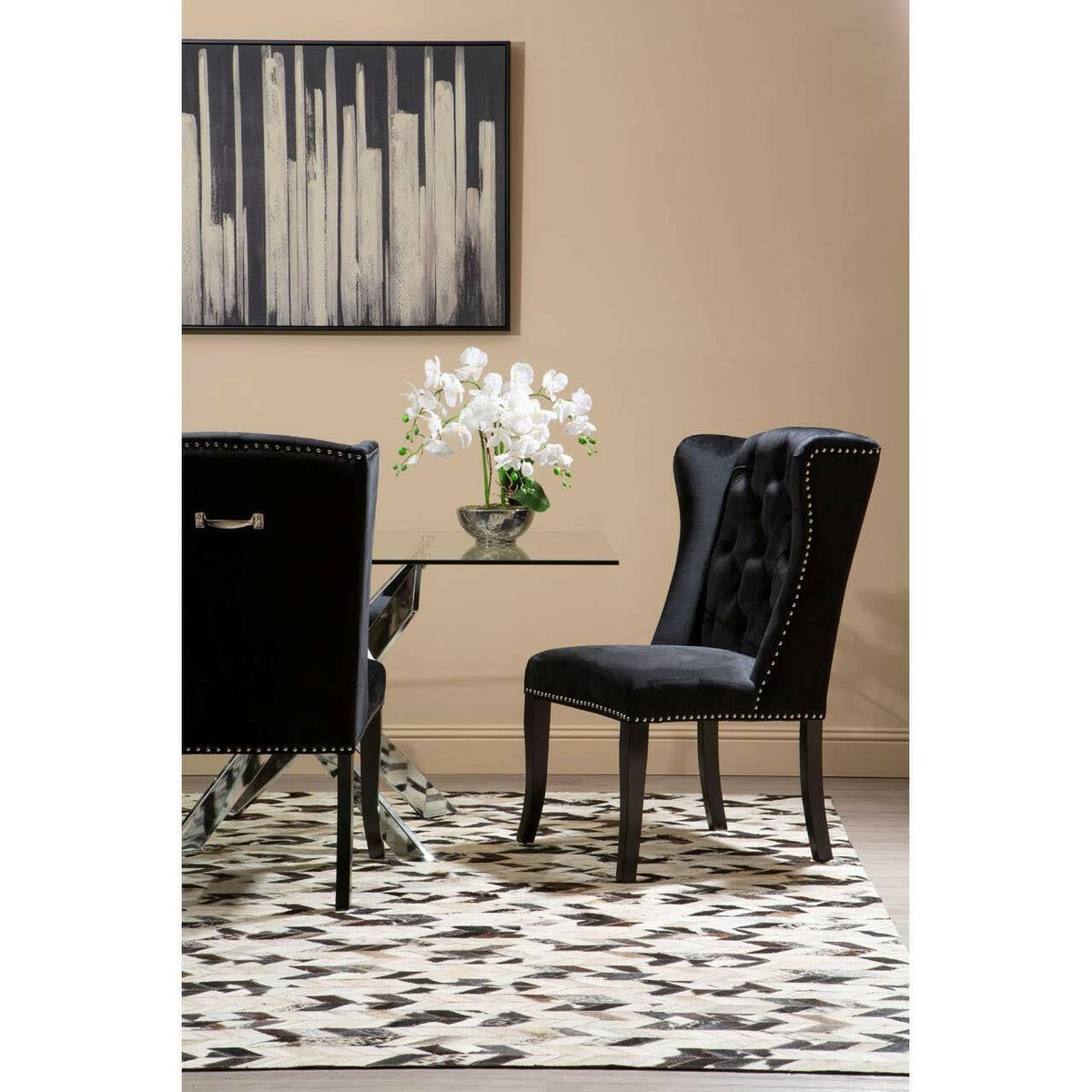 Kensington Townhouse Black Velvet Dining Chair.