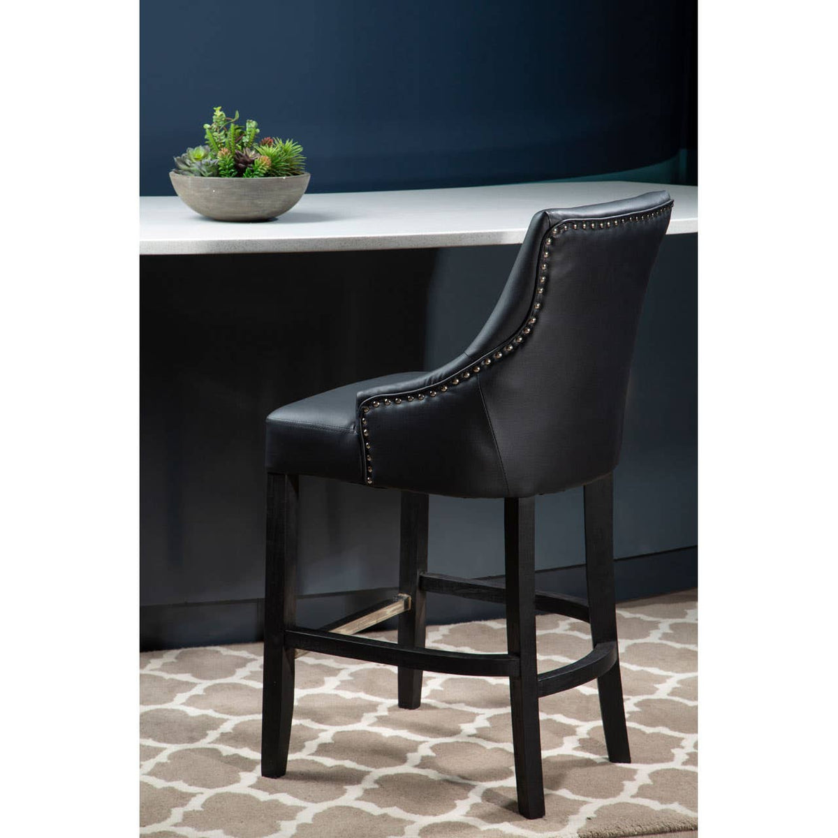 Kensington Townhouse Charcoal Leather Effect Bar Chair.