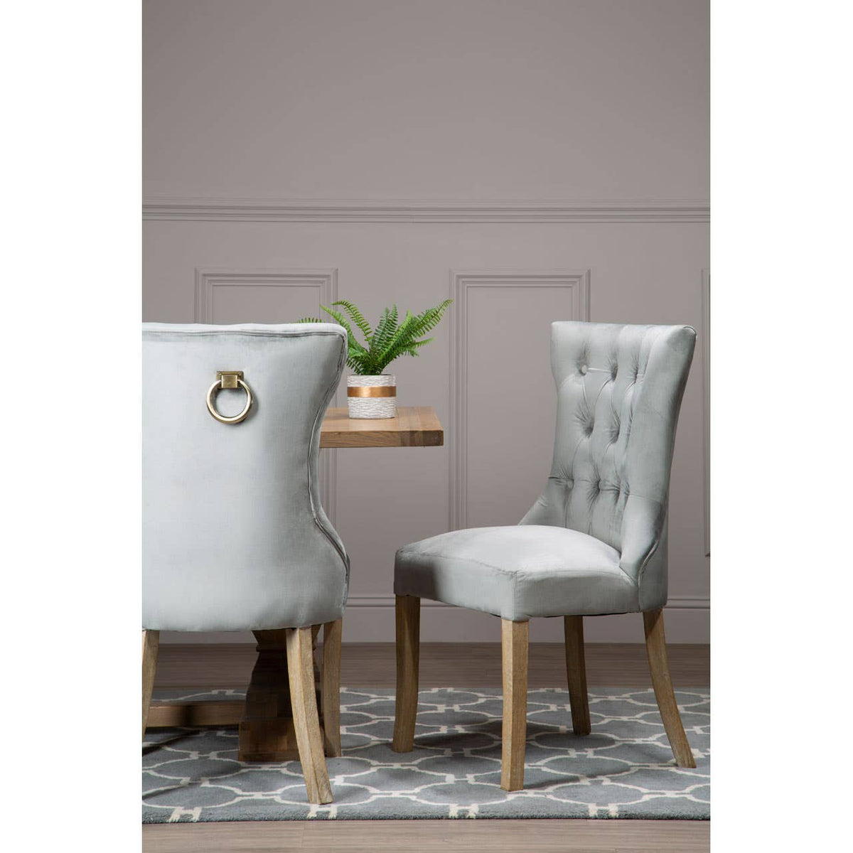 Kensington Townhouse Grey Buttoned Dining Chair.