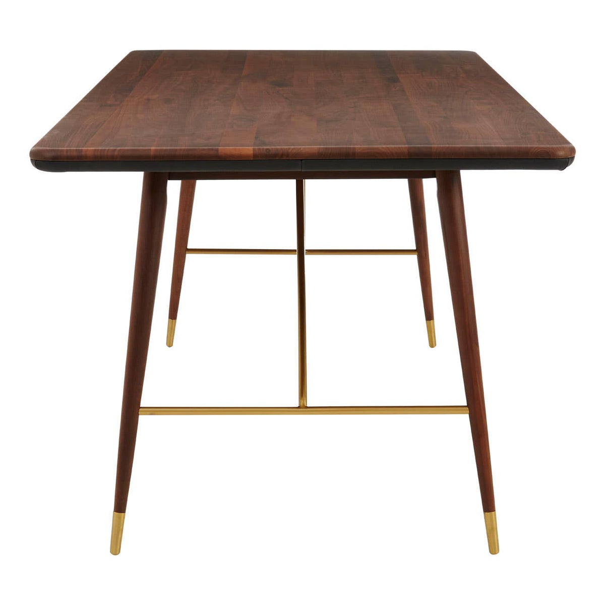 Kenso Walnut Wood And Brass Finish Dining Table.