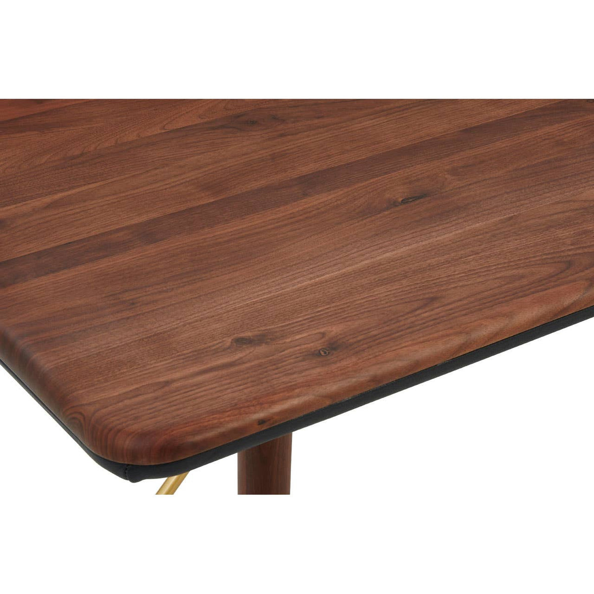 Kenso Walnut Wood And Brass Finish Dining Table.