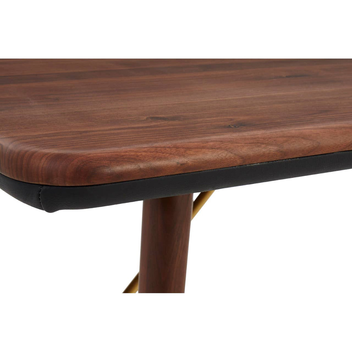 Kenso Walnut Wood And Brass Finish Dining Table.