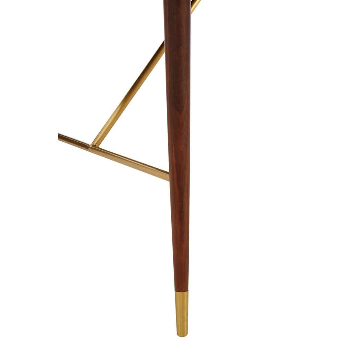 Kenso Walnut Wood And Brass Finish Dining Table.