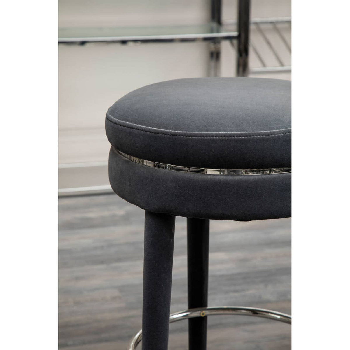 Manahattan Grey Velvet Bar Stool.