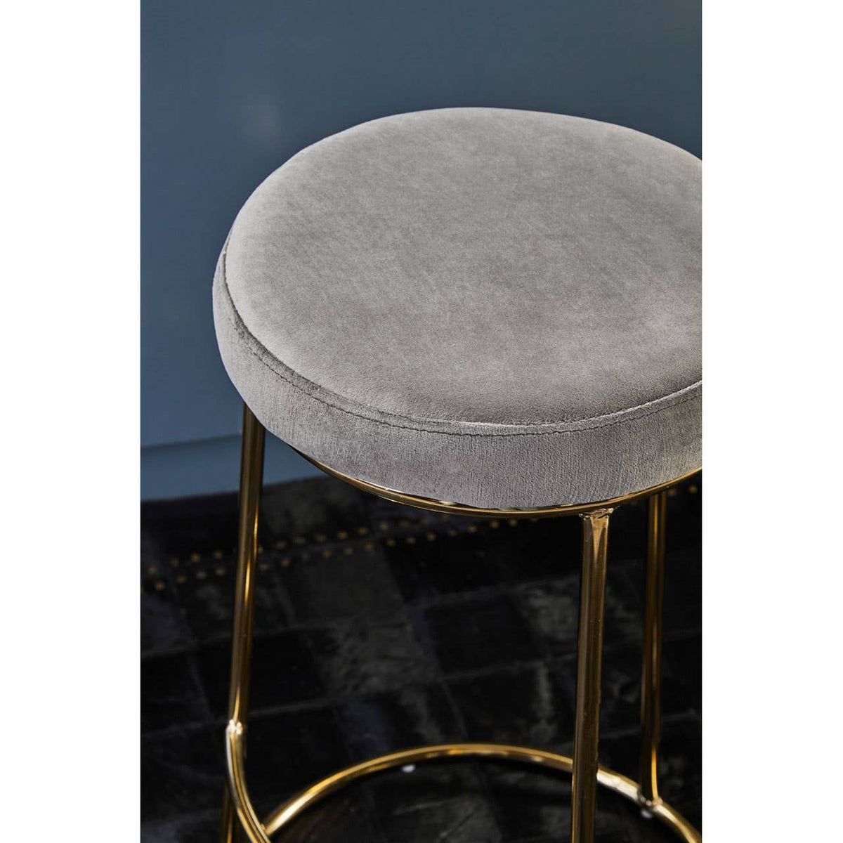 Manhattan Grey Velvet Tall Bar Stool.