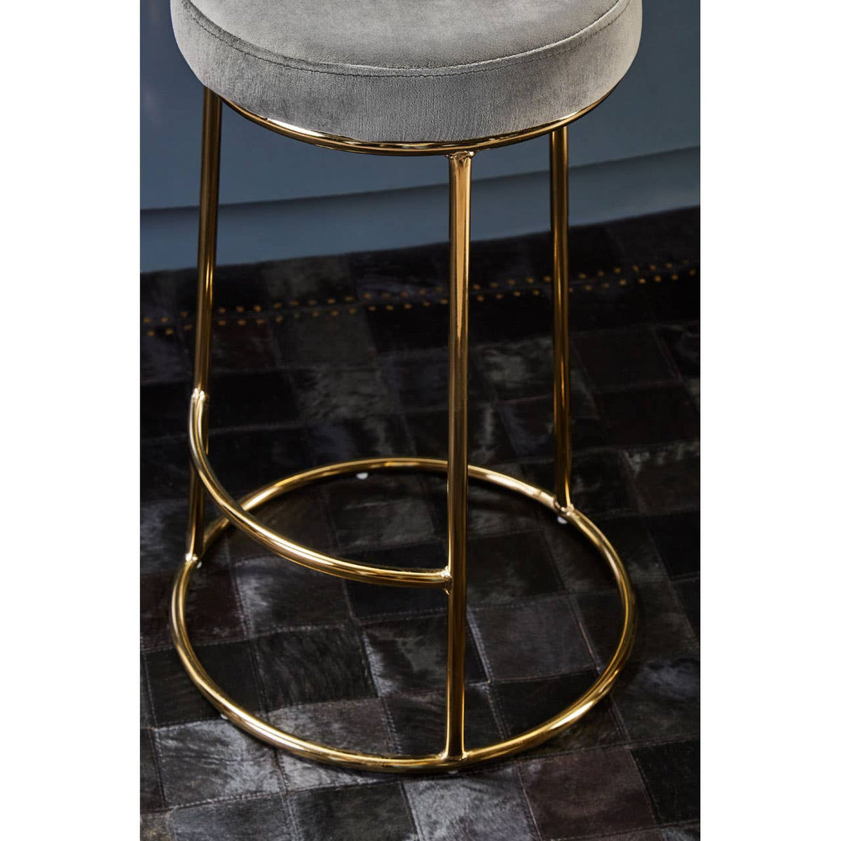 Manhattan Grey Velvet Tall Bar Stool.