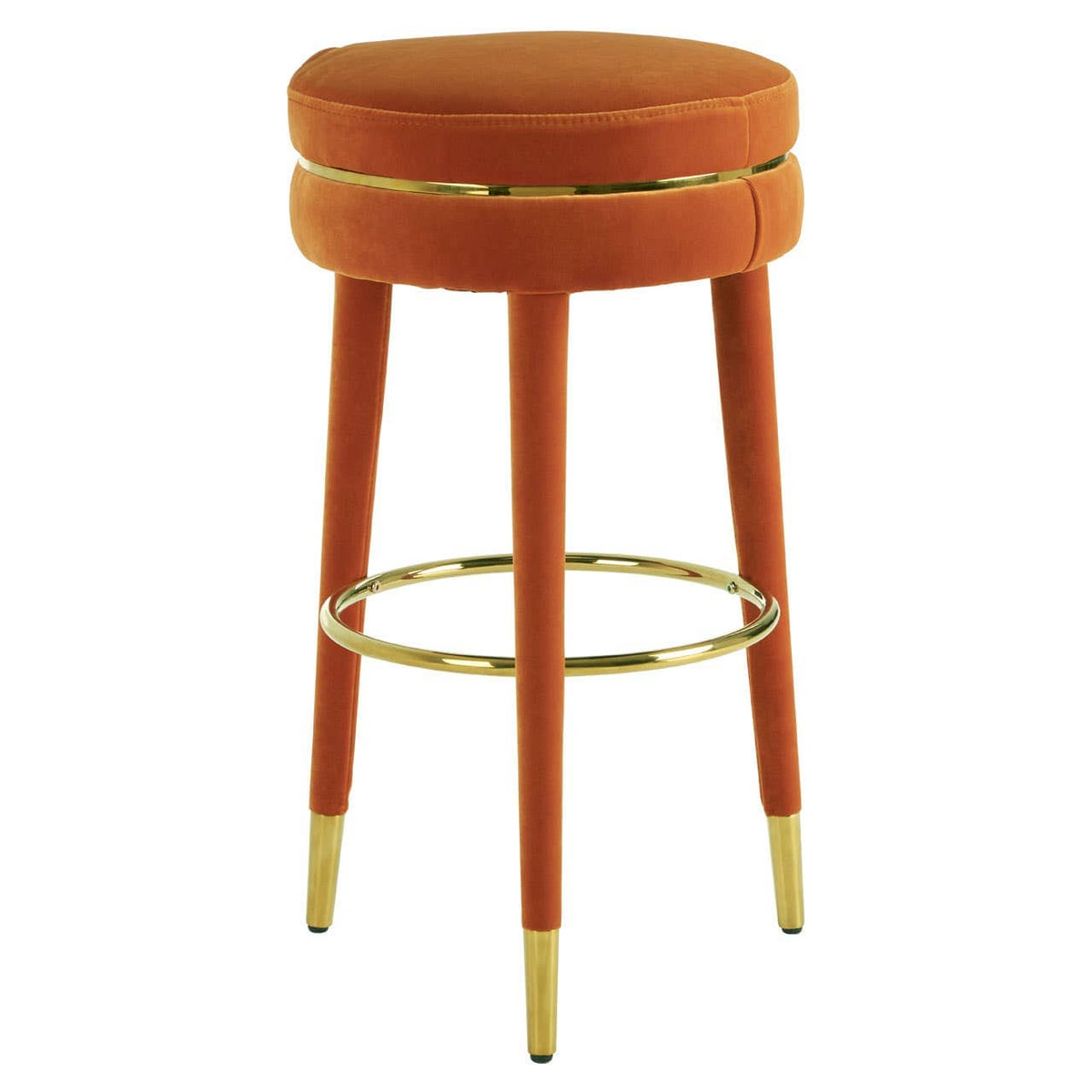 Manhattan Orange Velvet Bar Stool.