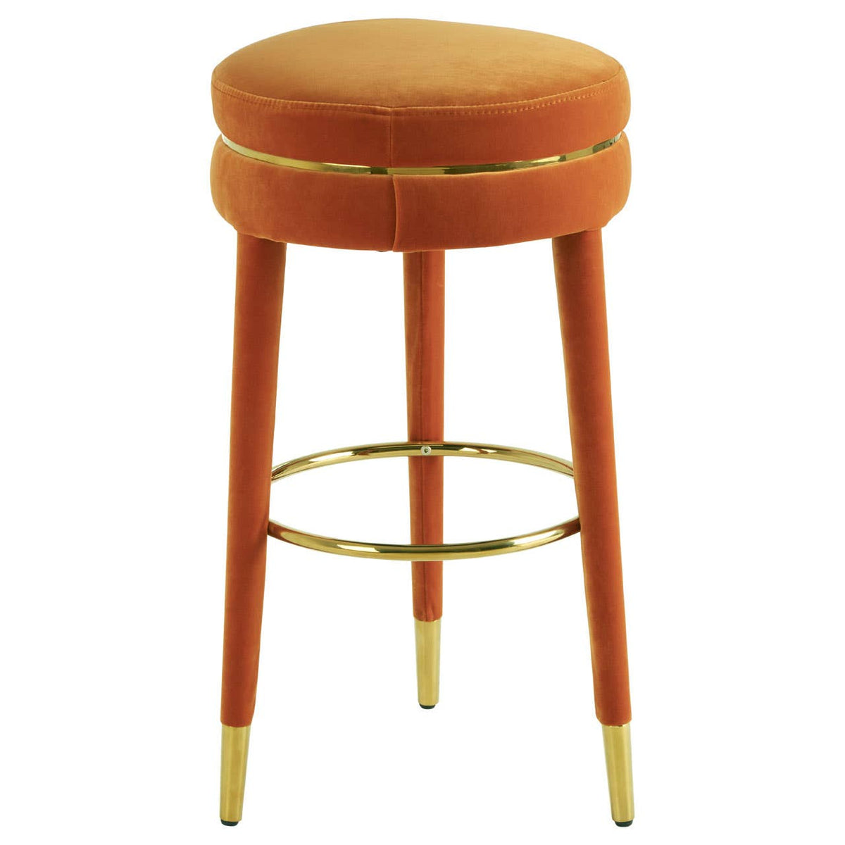 Manhattan Orange Velvet Bar Stool.