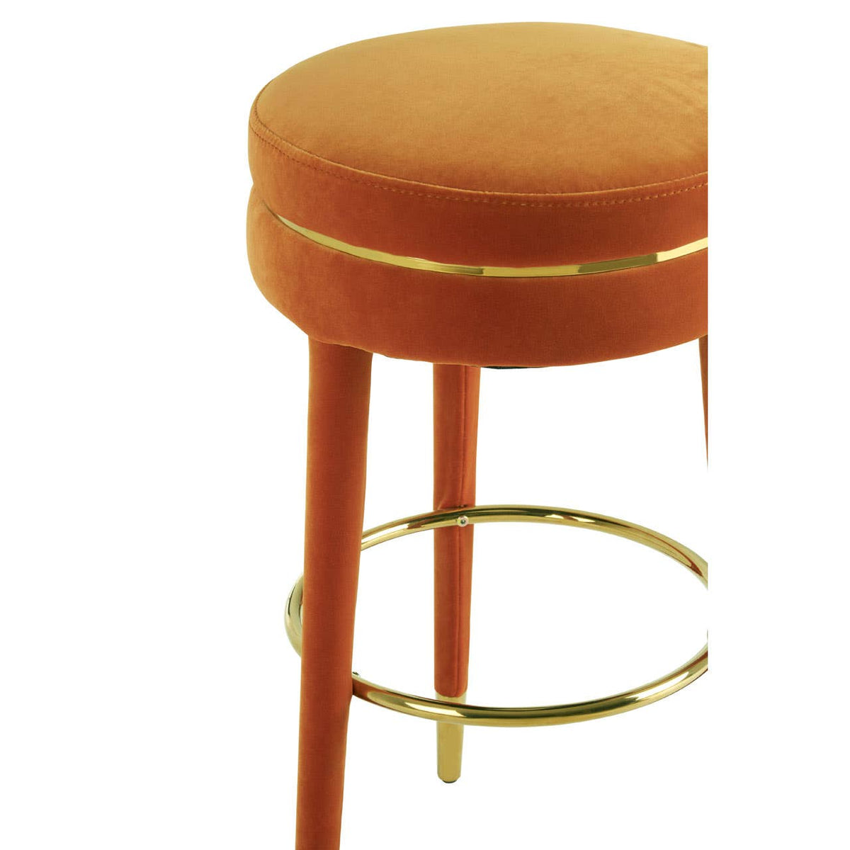 Manhattan Orange Velvet Bar Stool.