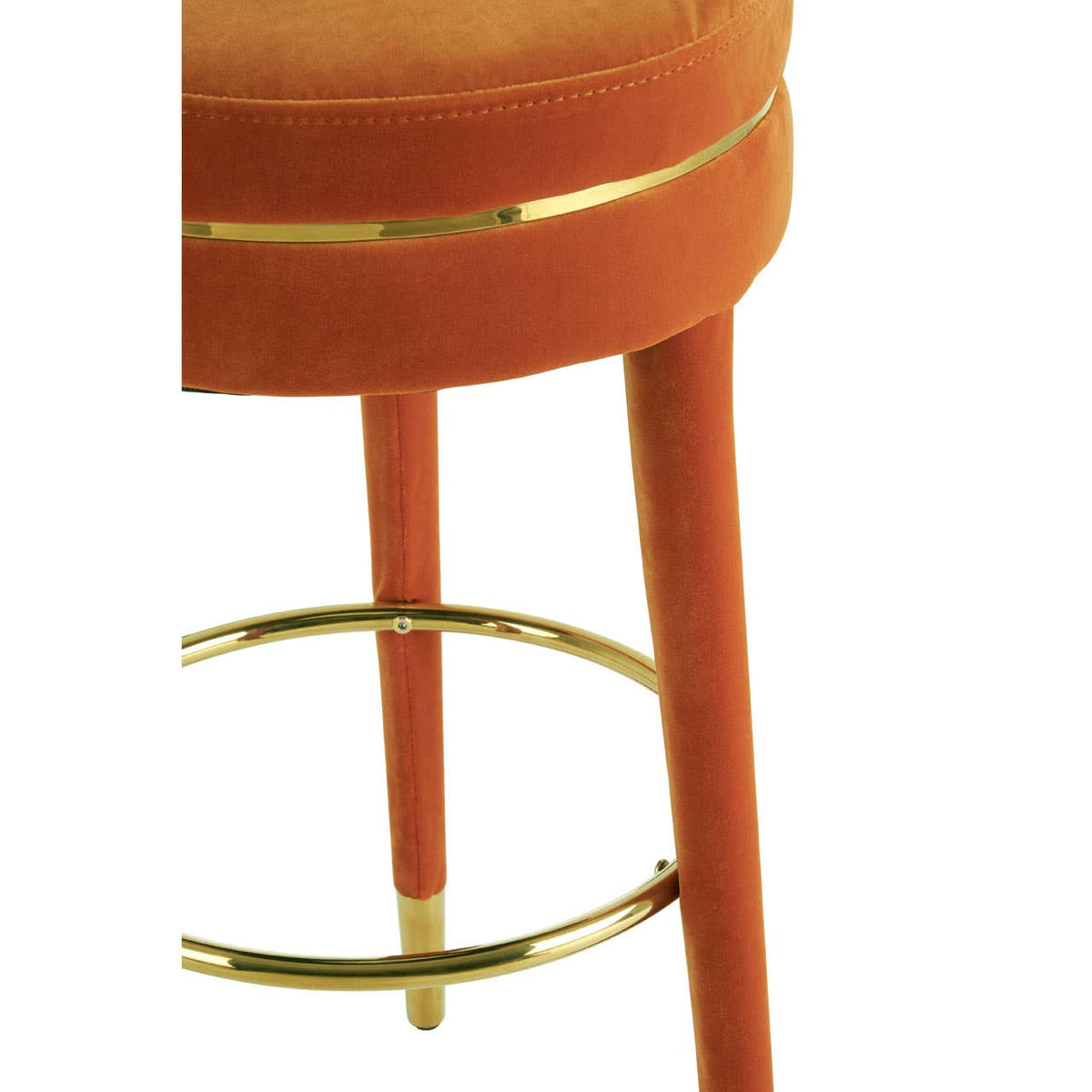 Manhattan Orange Velvet Bar Stool.