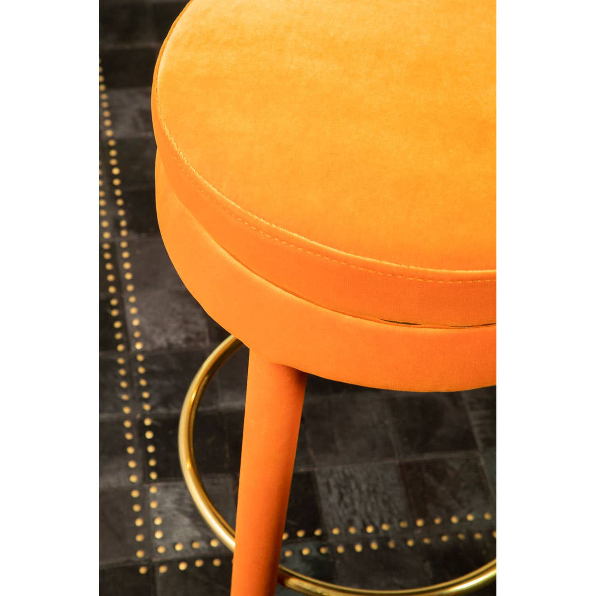 Manhattan Orange Velvet Bar Stool.
