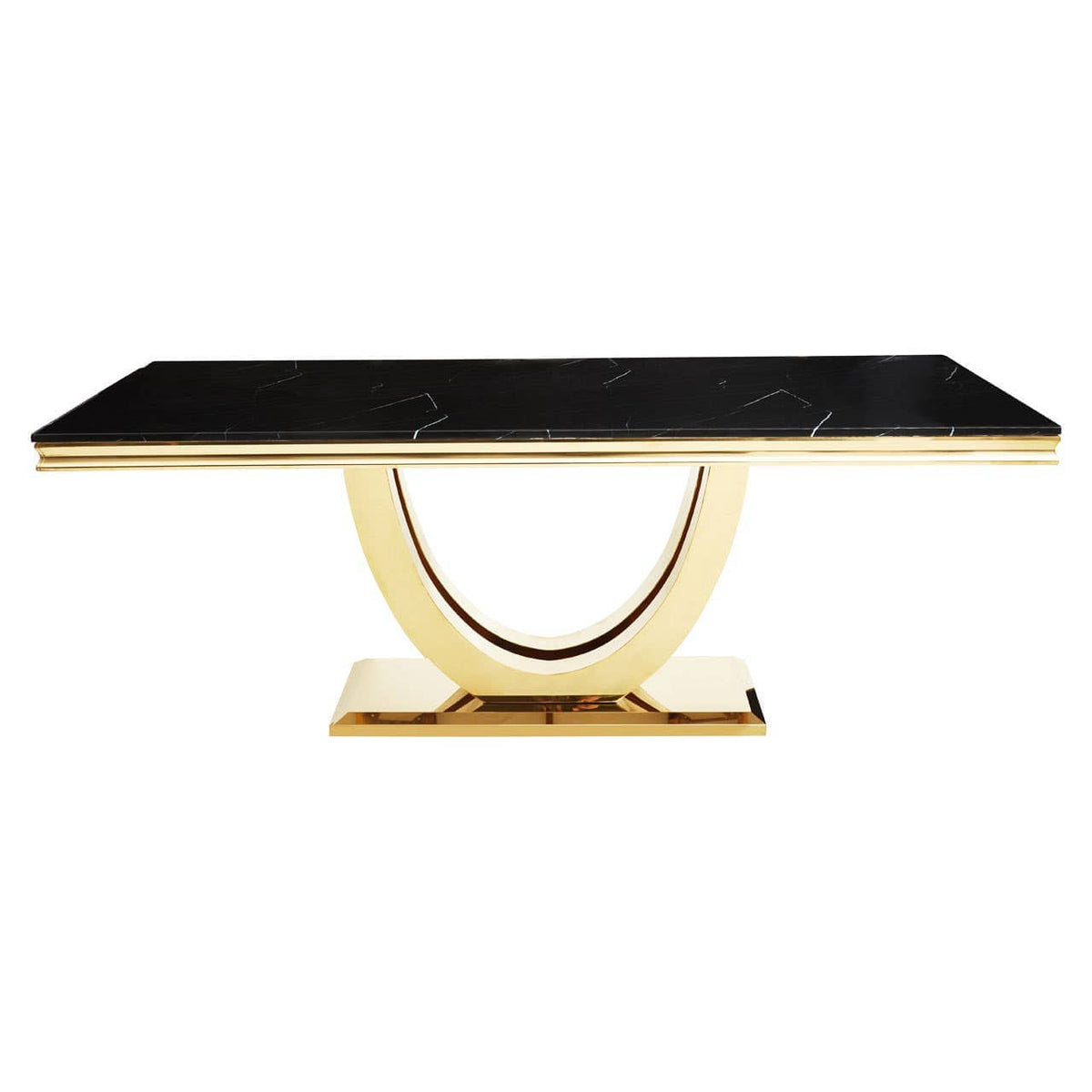 Moda Black Marble Rectangular Dining Table.