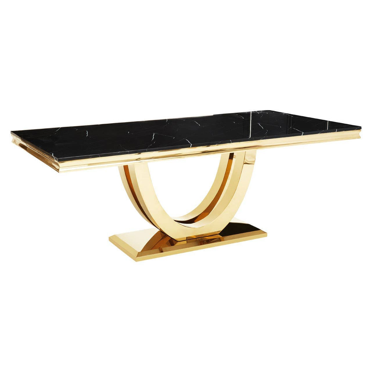 Moda Black Marble Rectangular Dining Table.