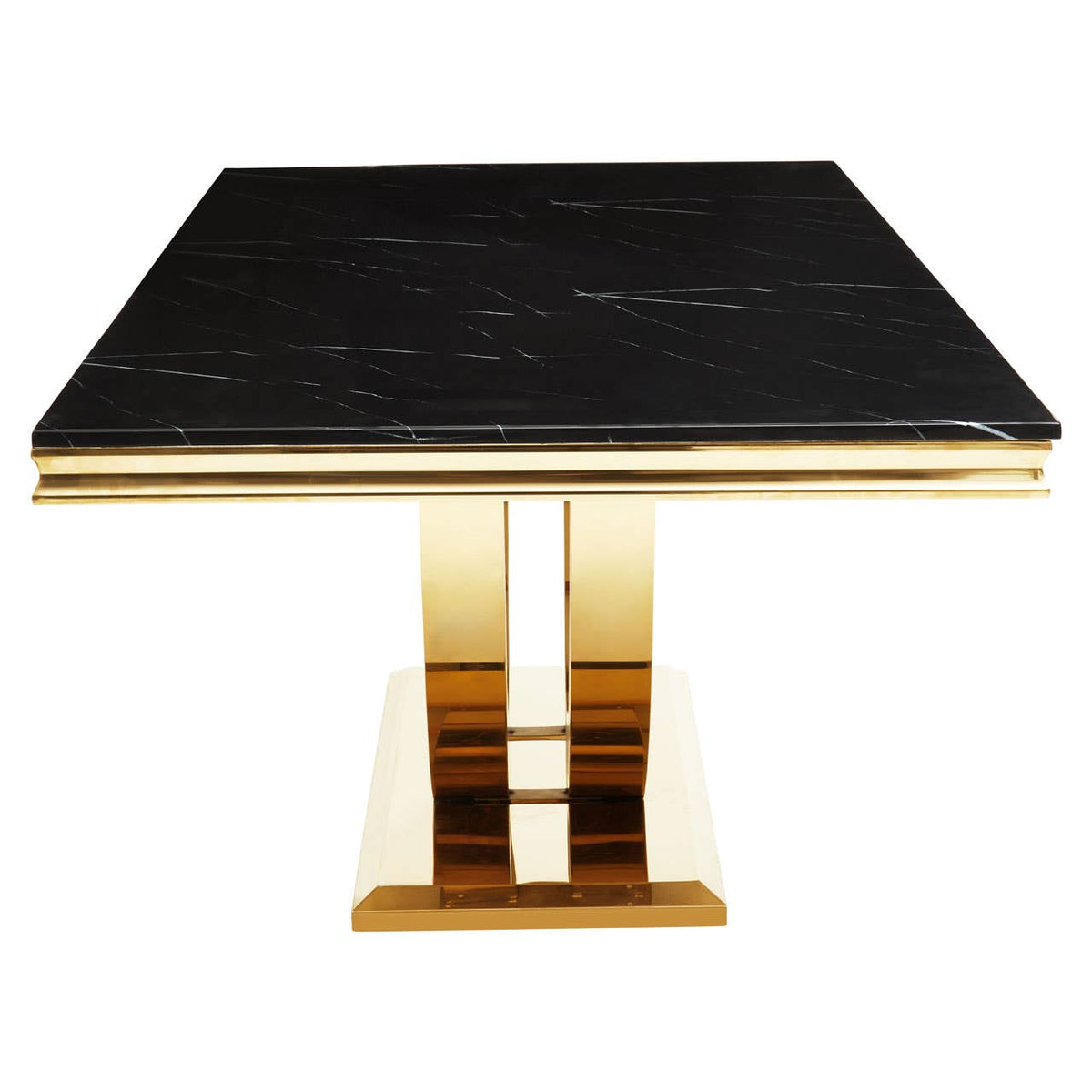 Moda Black Marble Rectangular Dining Table.