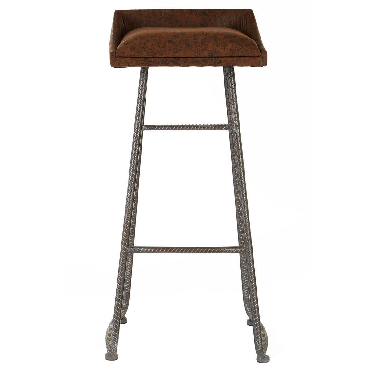 New Foundry Brown Leather Effect Bar Stool.