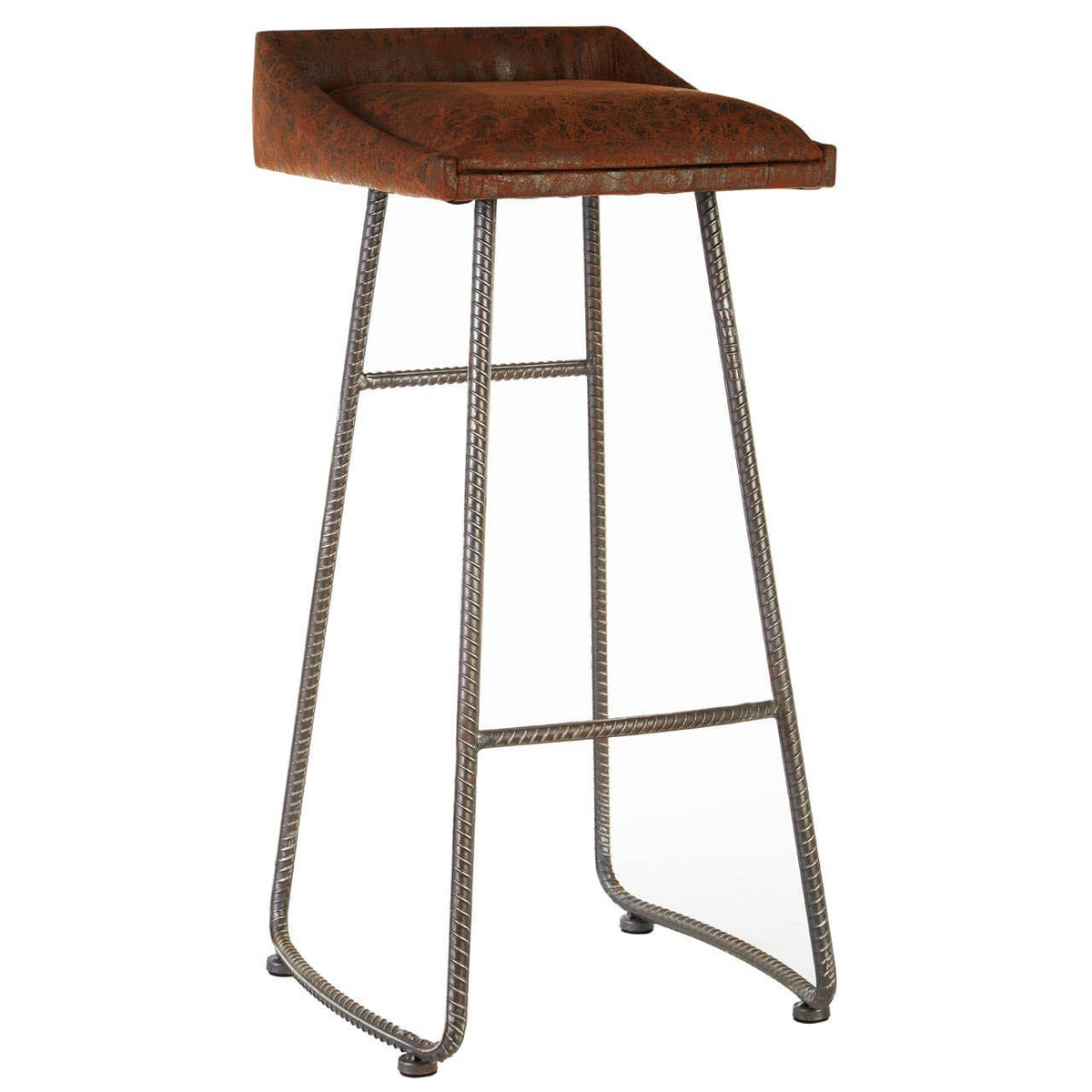 New Foundry Brown Leather Effect Bar Stool.