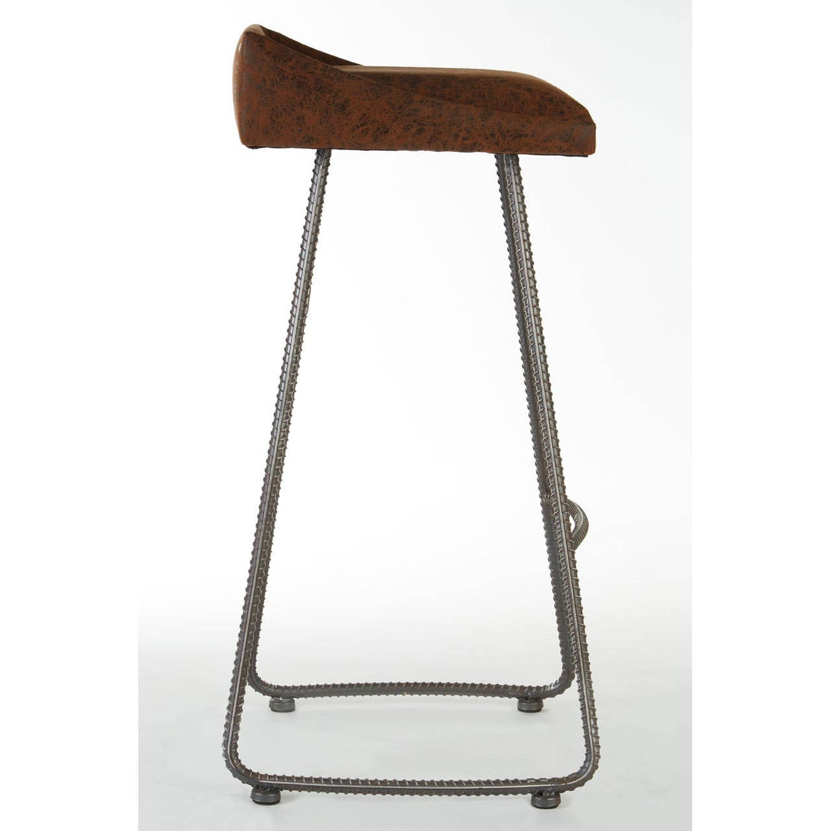 New Foundry Brown Leather Effect Bar Stool.