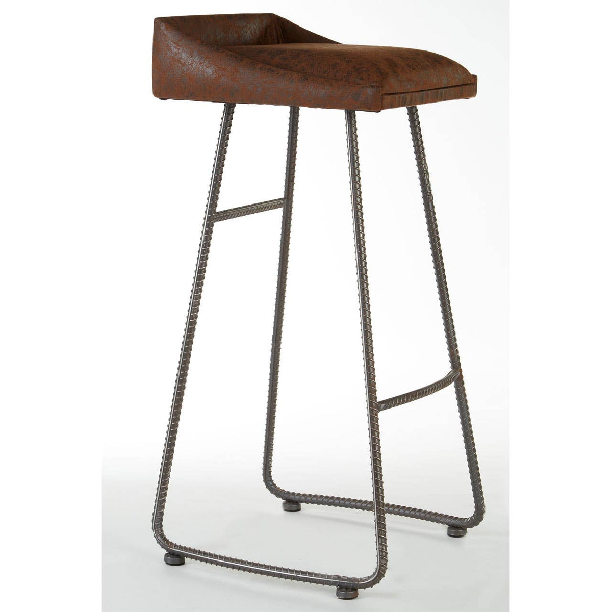 New Foundry Brown Leather Effect Bar Stool.