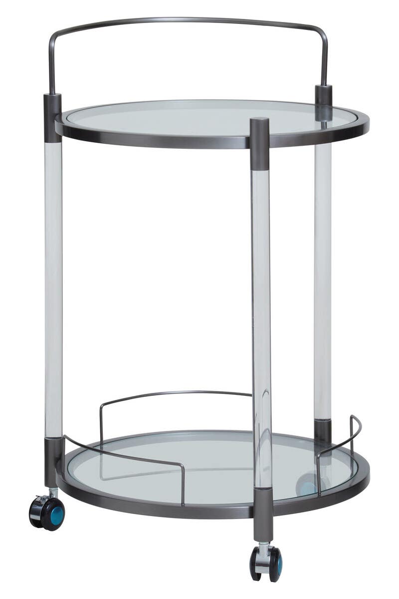Oria Round Drinks Trolley With Acrylic Supports.
