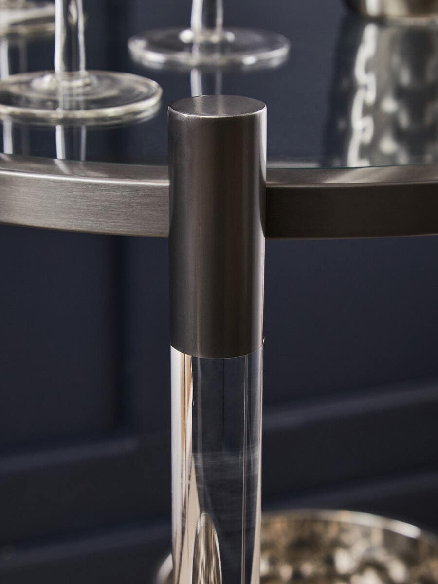 Oria Round Drinks Trolley With Acrylic Supports.