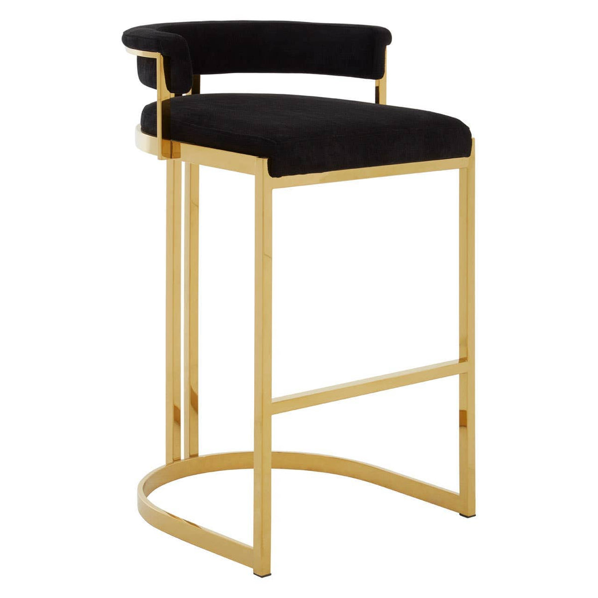 Piermont Black Velvet & Gold Bar Stool.