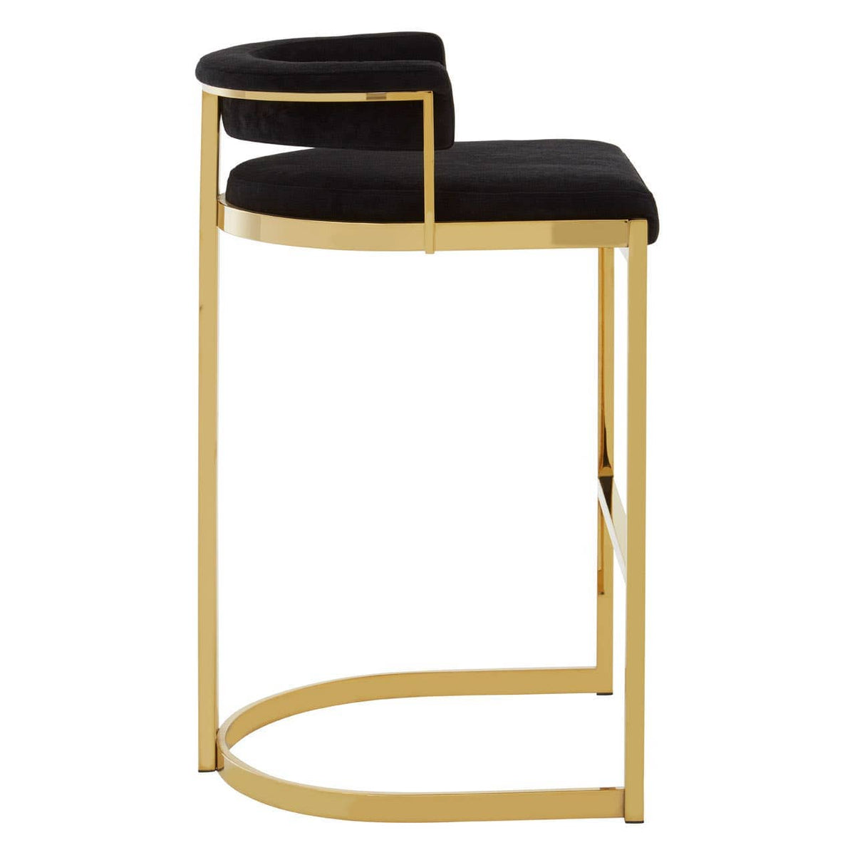 Piermont Black Velvet & Gold Bar Stool.