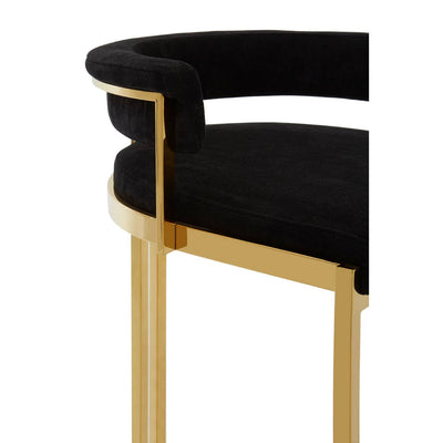 Noosa & Co. Dining Piermont Black Velvet & Gold Bar Stool House of Isabella UK