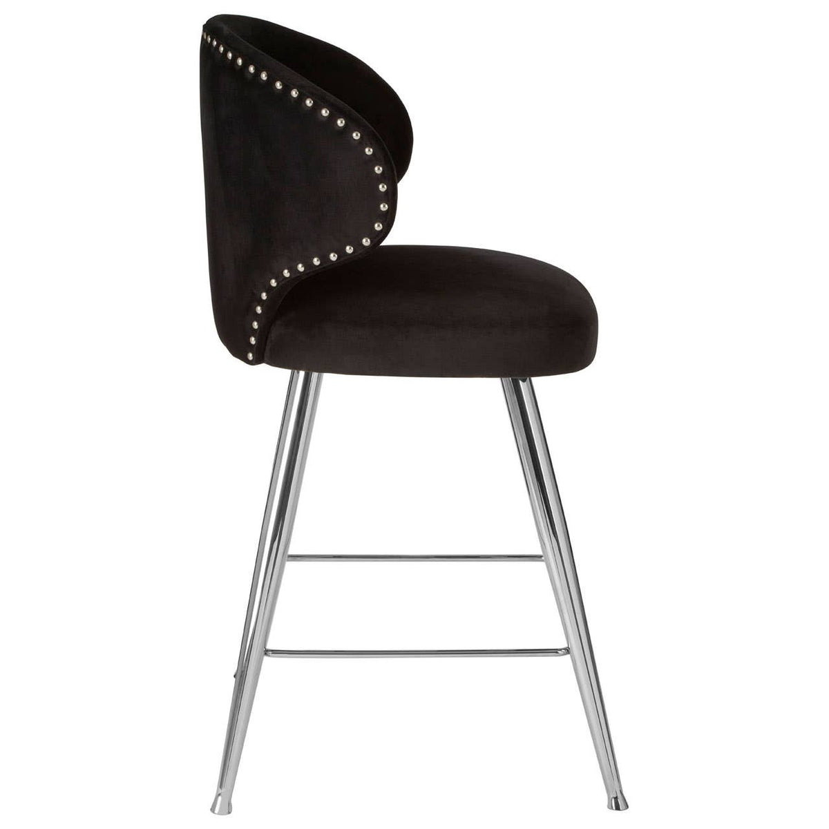 Piermount Black Velvet Bar Stool.