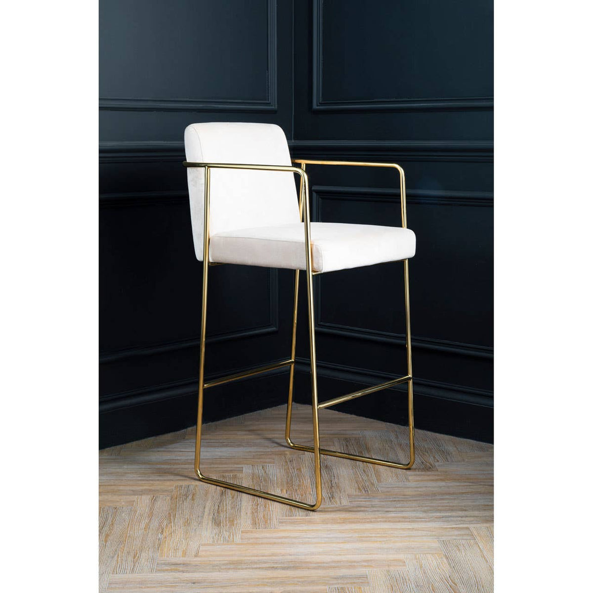 Piermount Mink Velvet & Gold Bar Stool.