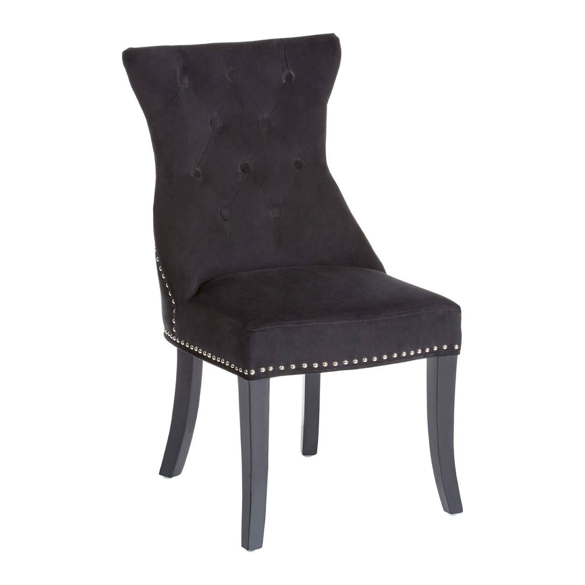 Regents Park Black Cotton Velvet Dining Chair.